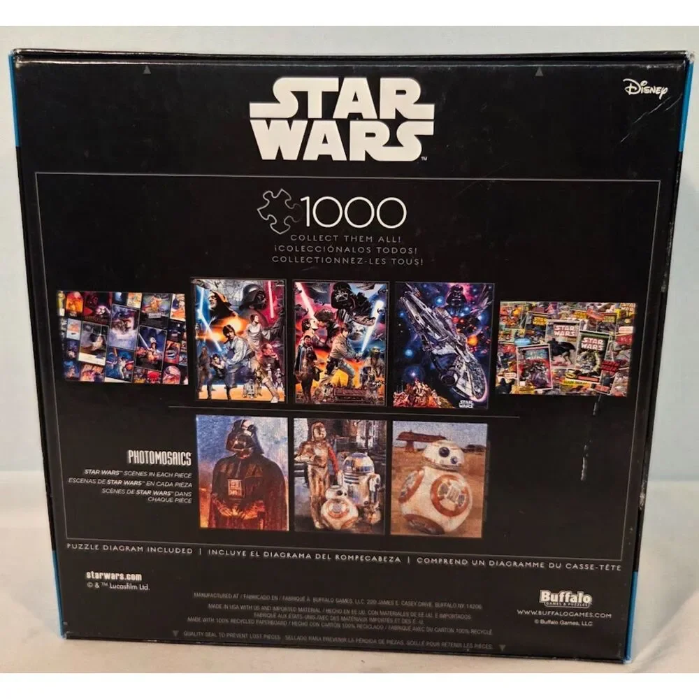 Star Wars 1000 Piece Puzzle Buffalo Games Disney Photomosaic - unopened